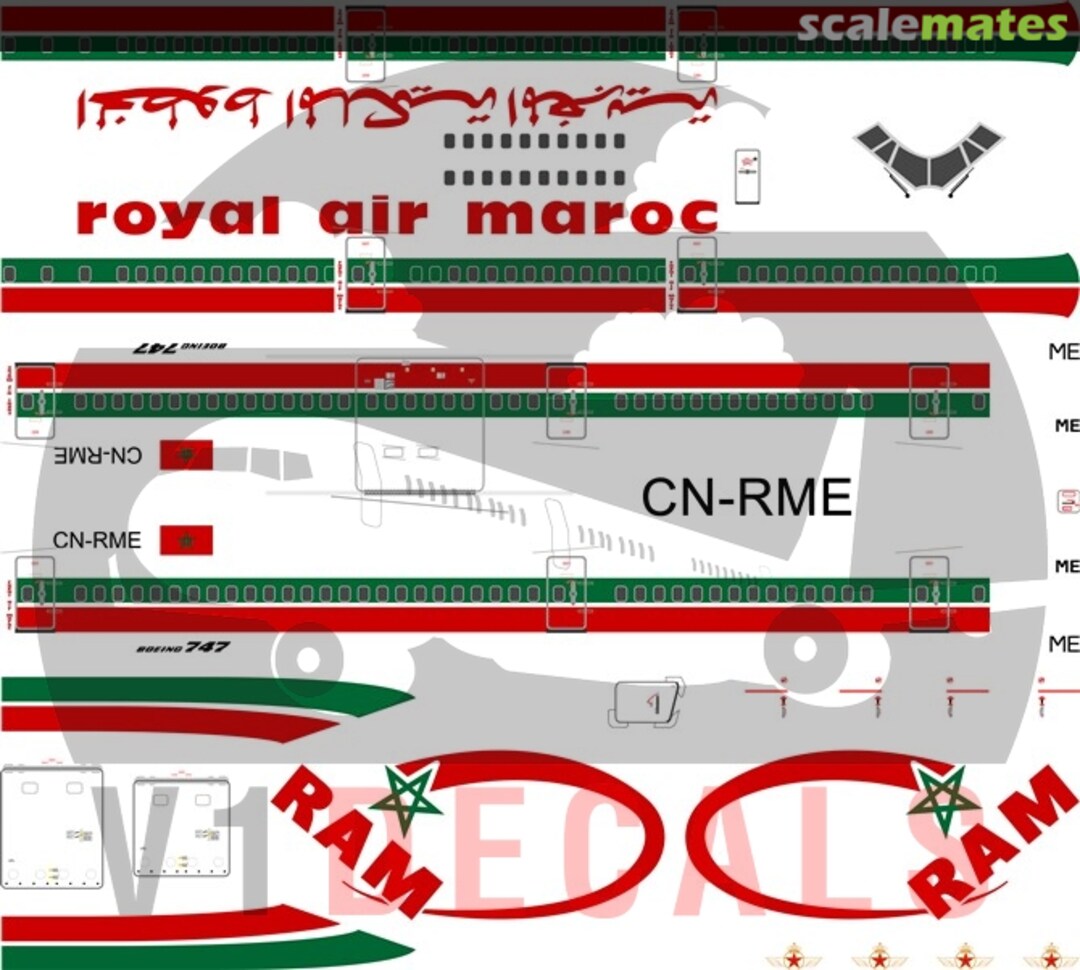 Boxart Royal Air Maroc (RAM) Boeing 747-200 V1D0124-200 V1 Decals