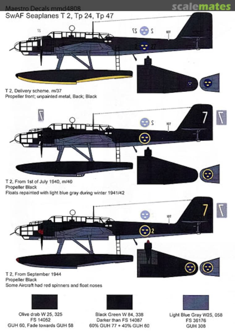 Boxart Swedish Airforce sea planes T 2, Tp 24, Tp 47 MMD4808 Maestro Models