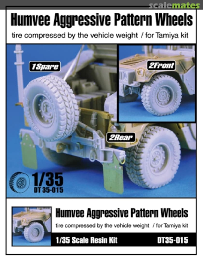 Boxart Humvee Aggressive Pattern Wheels Compressed Tire (for Tamiya) DT35-015 Division Miniature