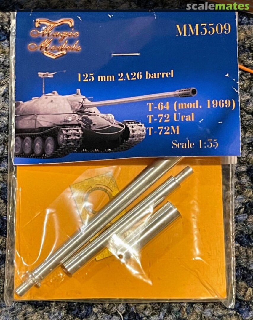 Boxart 125 mm 2A26 barrel without thermal jacket. T-64 (mod. 1969), T-72 Ural, T-72M MM3509 Magic Models