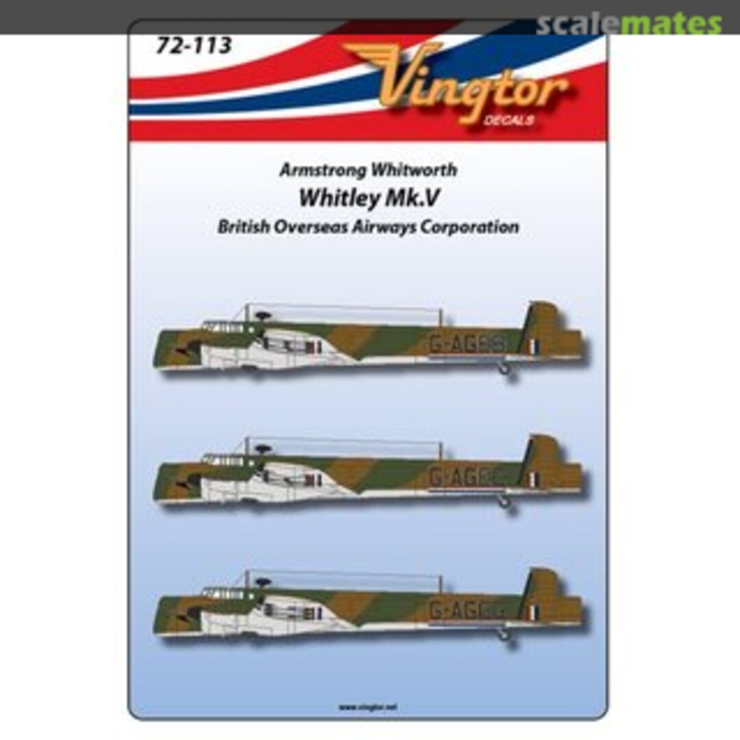 Boxart Armstrong Withworth Whitley Mk.V 72-113 Vingtor Decals