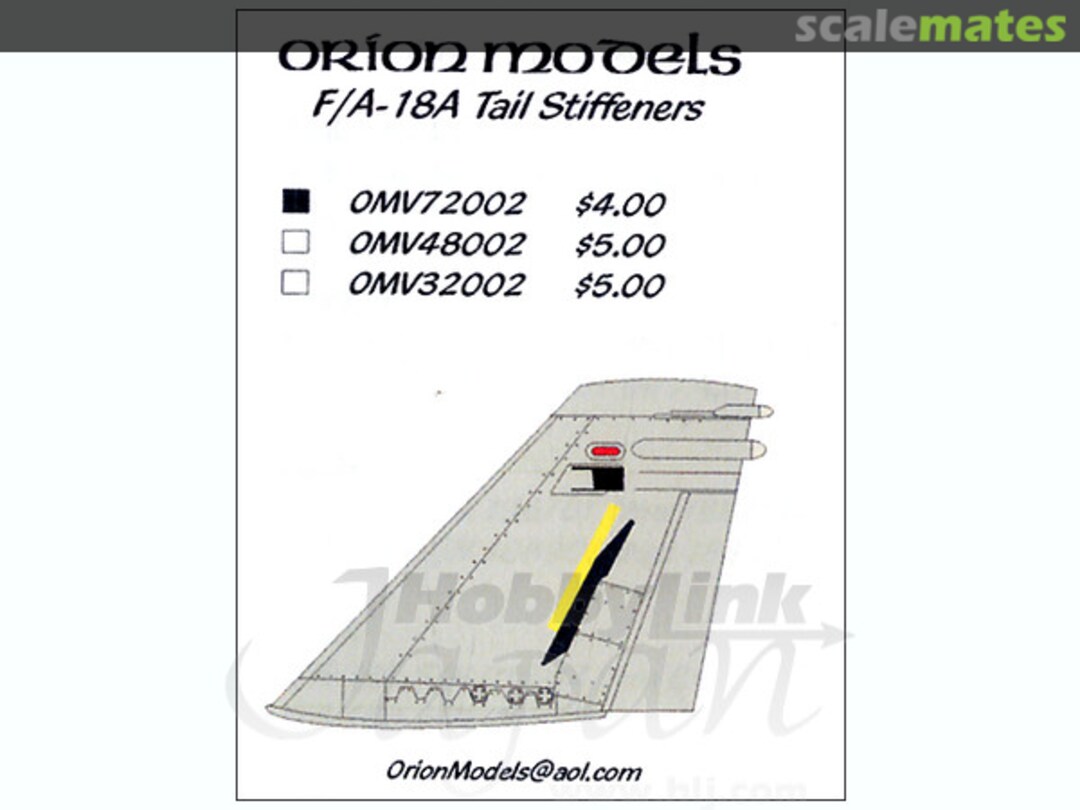 Boxart F/A-18A Tail Stiffeners OMV72002 Orion Models