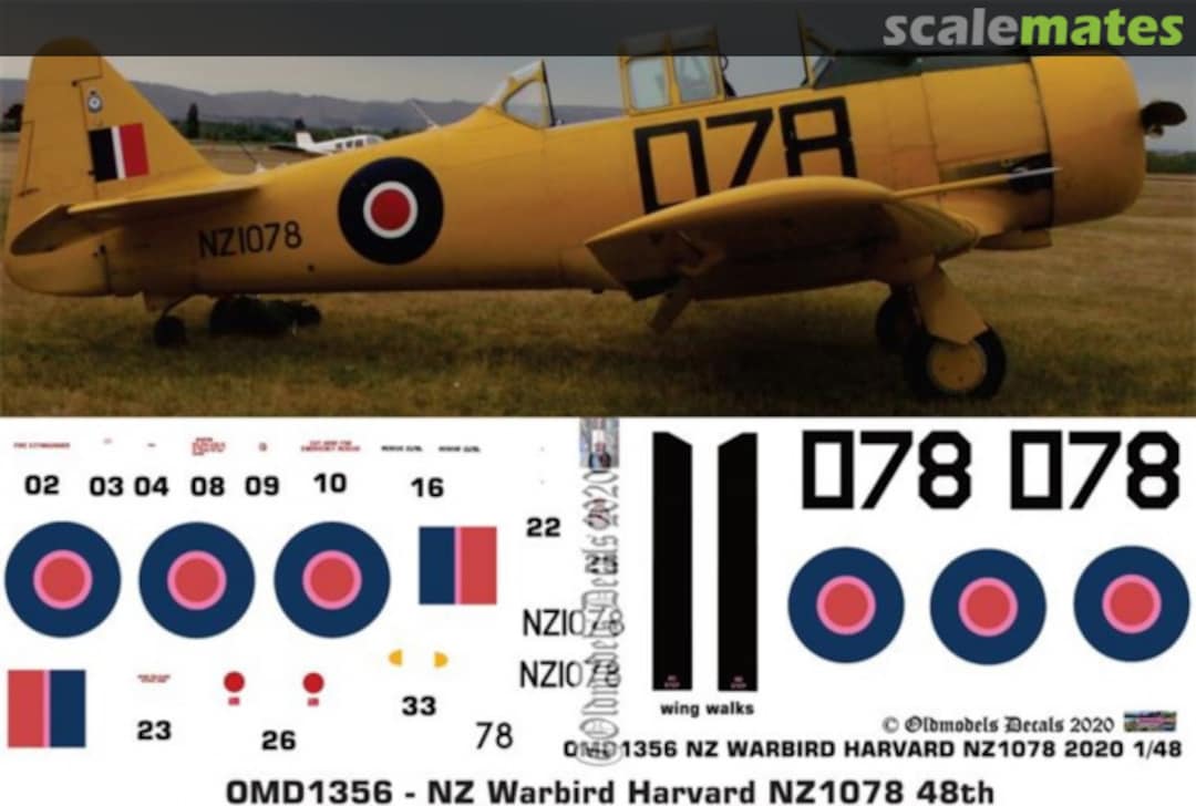 Boxart Warbird - Harvard NZ1078 OMD1356 Oldmodels Decals