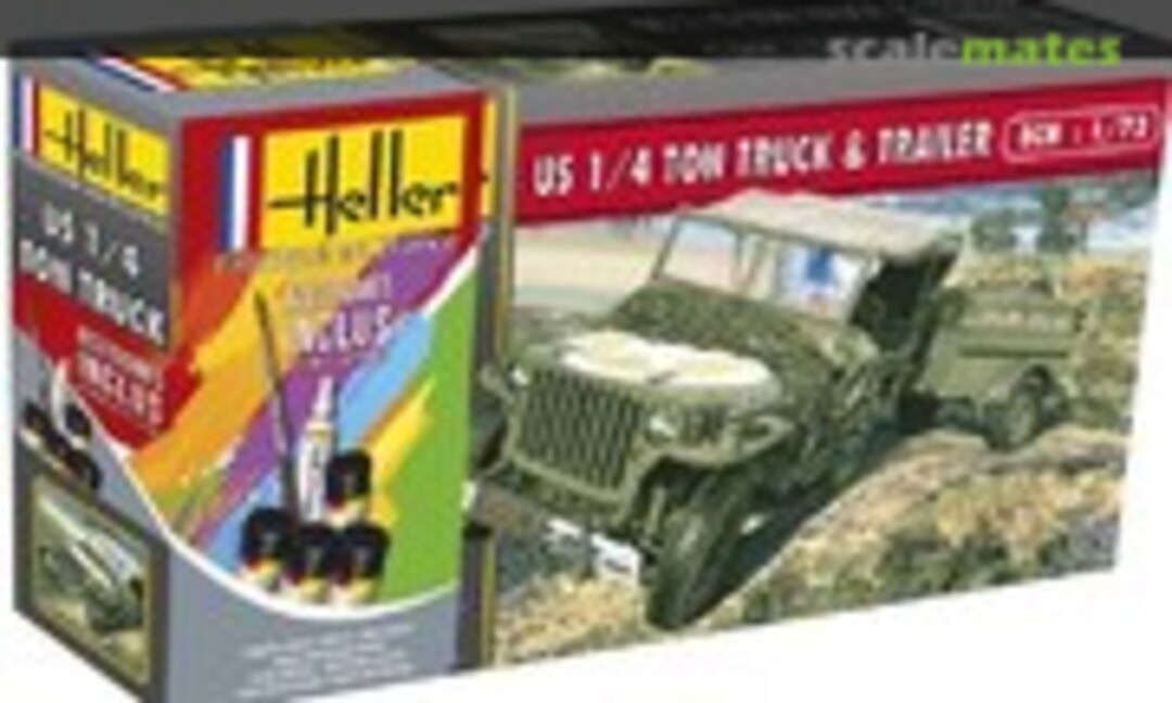 1:72 US 1/4 Ton Truck &amp; Trailer (Heller 56997)