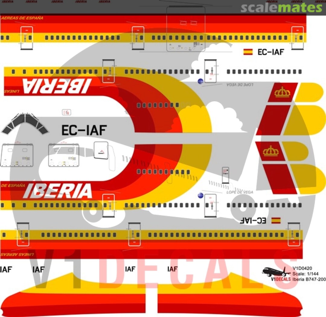 Boxart Iberia Boeing 747-200 V1D0420-200 V1 Decals