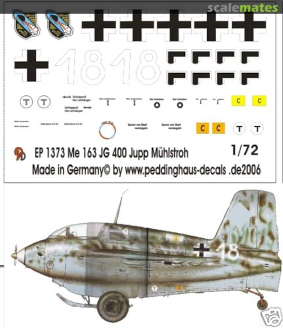 Boxart Me 163 JG 400 Jupp Mühlstroh EP 1373 Peddinghaus-Decals