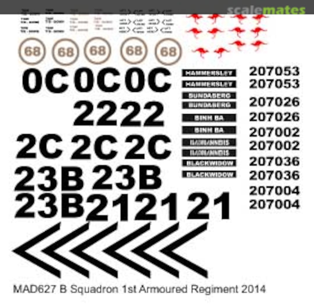 Boxart Abrams B Squadron 1st Armoured Regiment 2014 (water-slide decals) MAD627 Mouse House Enterprises