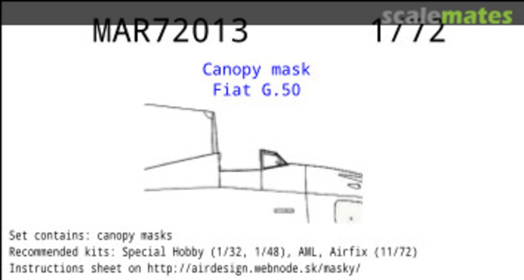 Boxart Mask for canopy FIAT G.50 MAR72013 AIRDESIGN.SK