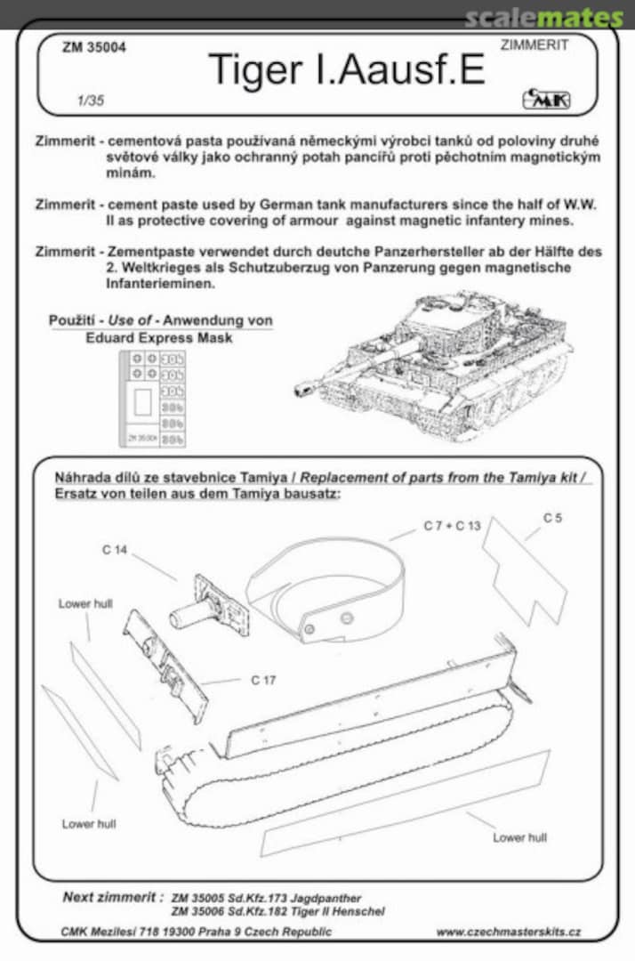 Boxart Sd.Kfz. 181 Tiger I Ausf. E Zimmerit ZM35004 CMK