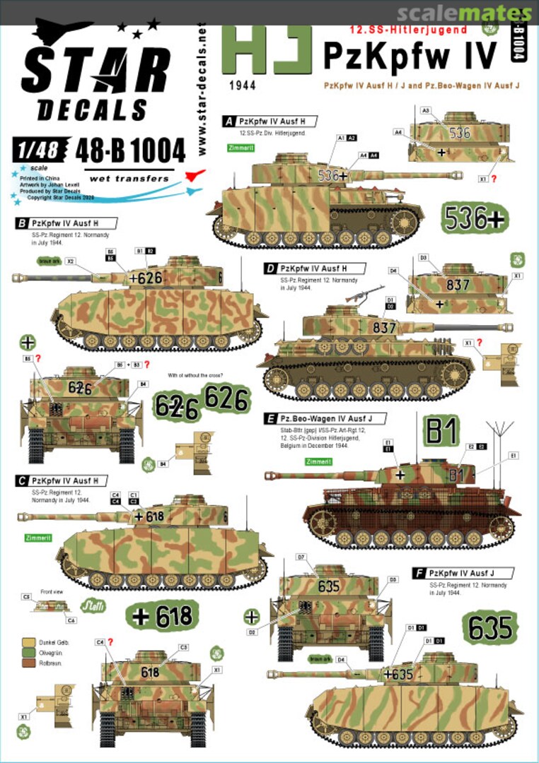 Boxart HJ PzKpfw IV 48-B1004 Star Decals