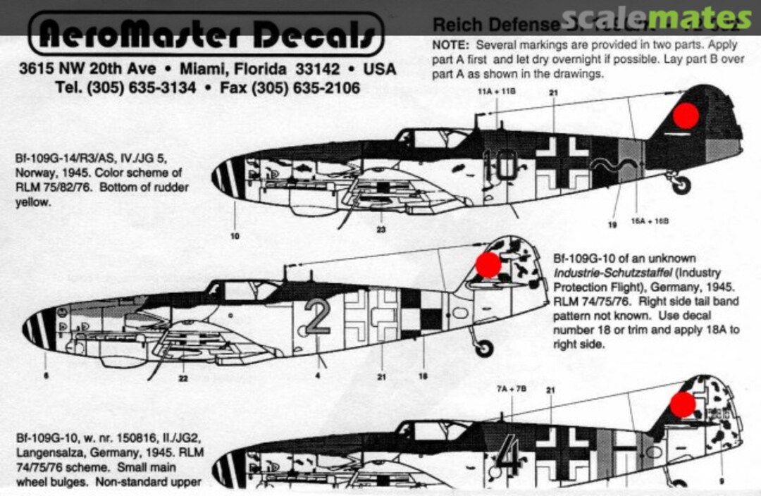 Boxart Reich Defense Bf 109 G/K 72-002 AeroMaster