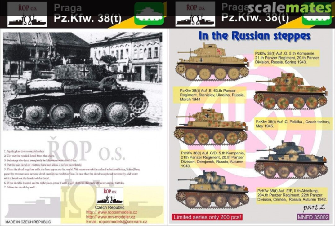 Boxart PRAGA PZ.KPFW. 38(T) - IN THE RUSSIAN STEPPES MNFDT35002 ROP o.s.