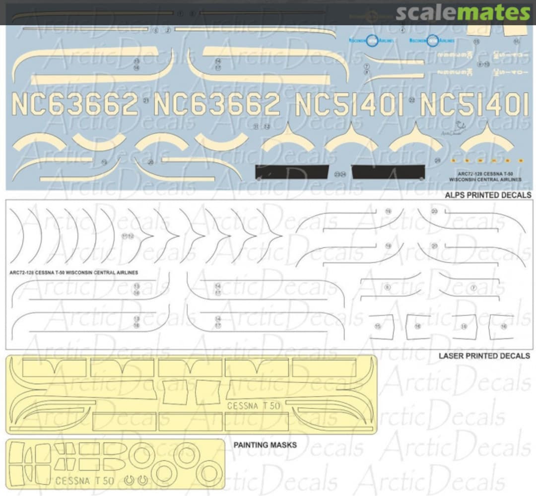 Contents Cessna T50 Twin ARC72-128A Arctic Decals