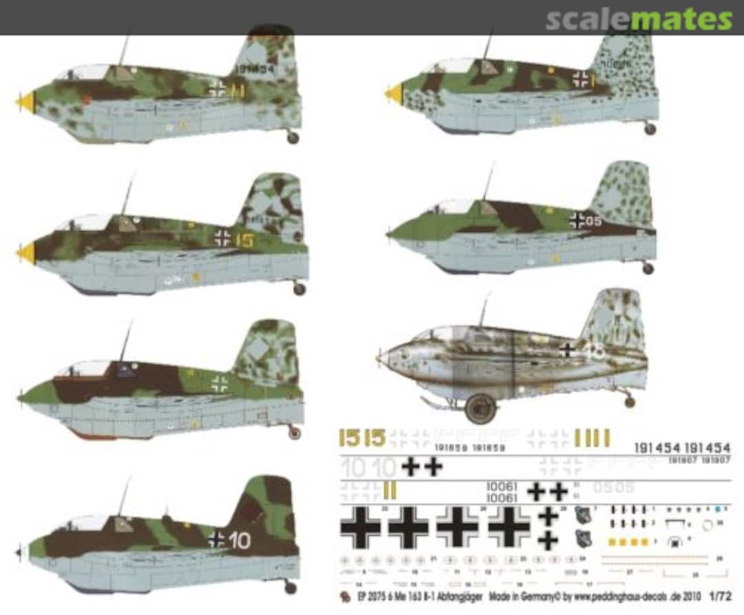 Boxart Me 163 B-1 Abfangjäger EP 2075 Peddinghaus-Decals