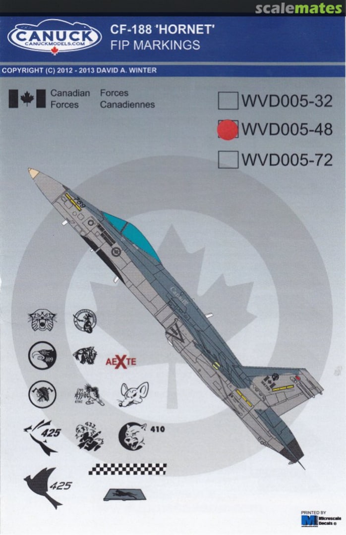 Boxart CF-188 Hornet WVD005-48 Canuck Model Products