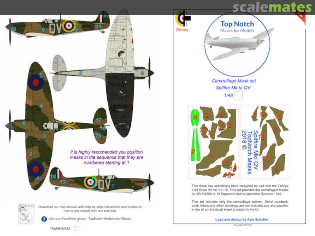 Boxart Spitfire Mk1a Mask QV N3200 TNM48-M55A TopNotch