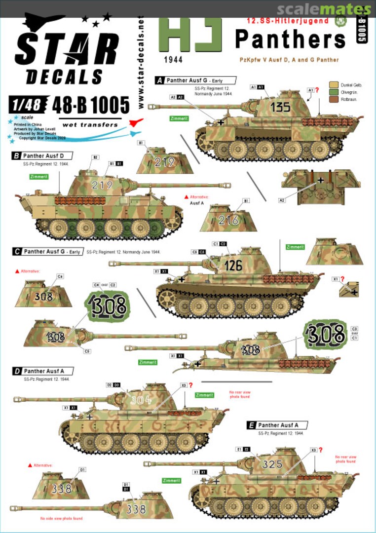 Boxart HJ 12.SS-Hitlerjugend Panthers 1944 48-B 1005 Star Decals