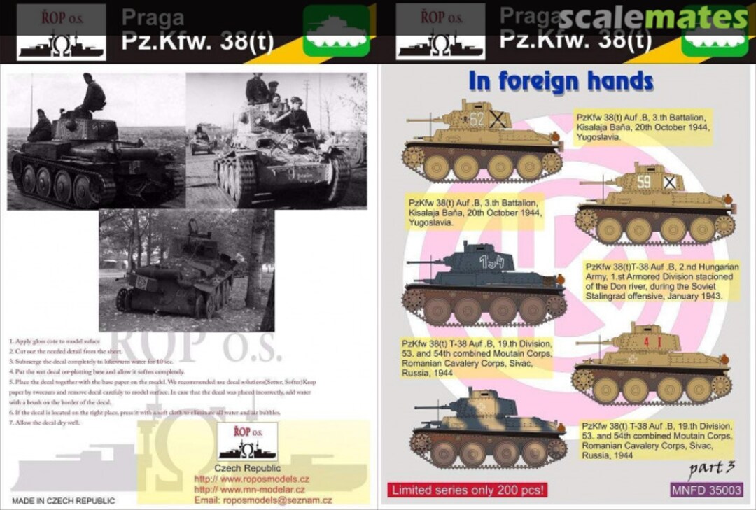 Boxart PRAGA PZ.KPFW. 38(T) - IN FOREIGN HANDS MNFDT35003 ROP o.s.