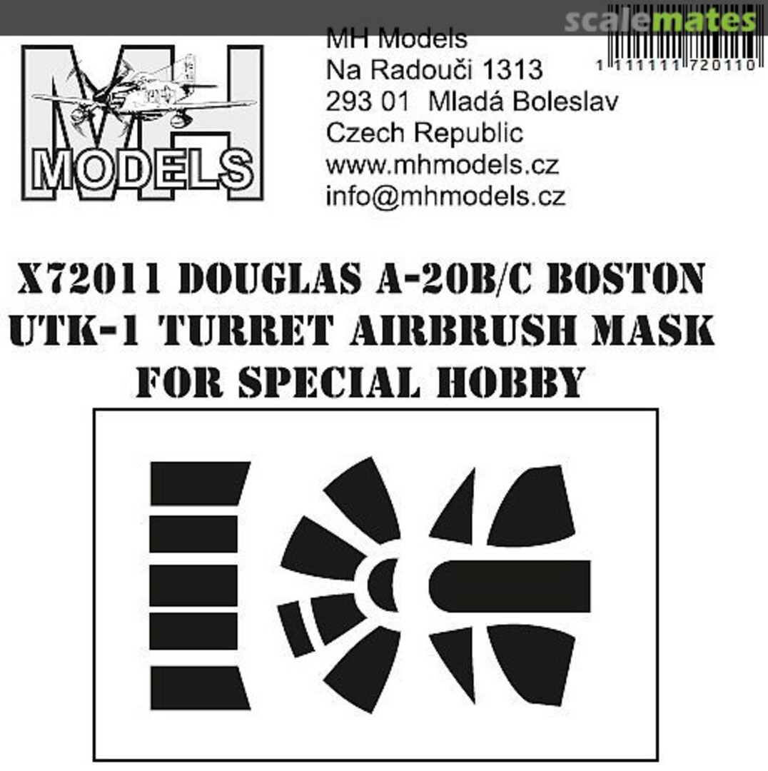 Boxart Douglas A-20B/C Boston UTK-1 Turret Canopy Airbrush Mask X72011 MH Models