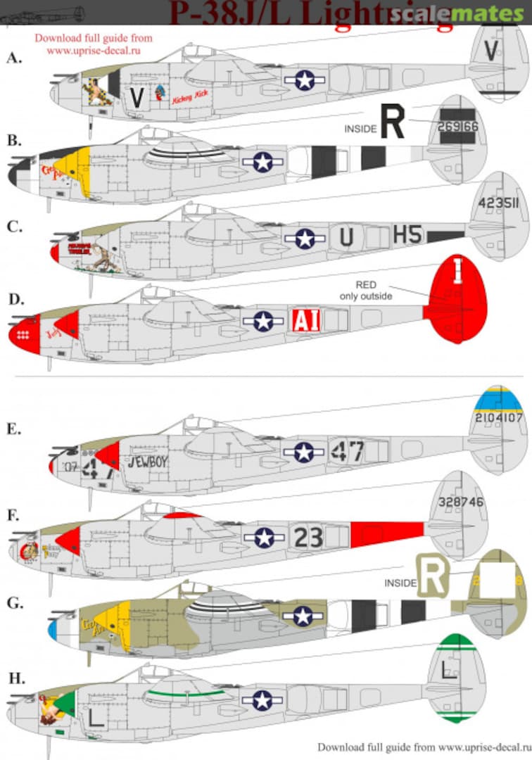 Boxart P-38J/L Lightning with stencils UR72175 UpRise Decal Serbia