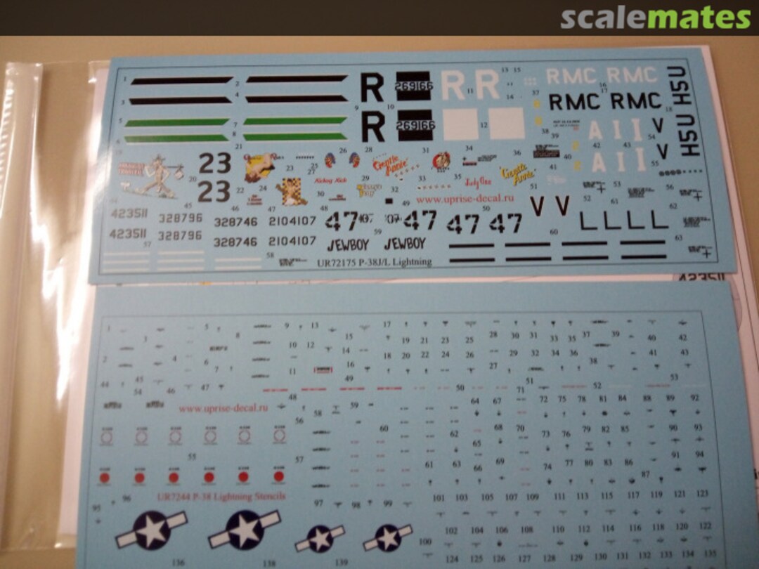 Contents P-38J/L Lightning with stencils UR72175 UpRise Decal Serbia