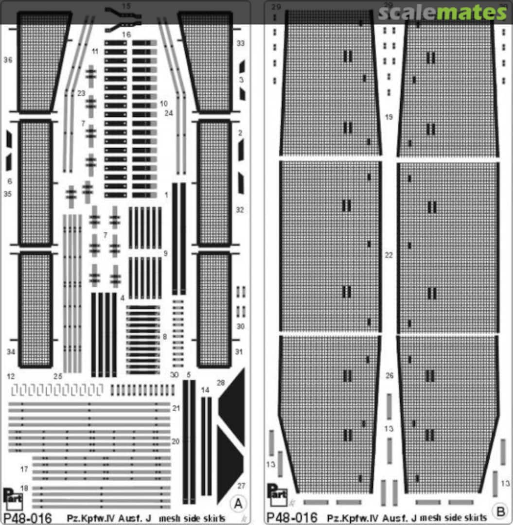 Boxart Pz.Kpfw.IV Ausf.J mesh side skirts P48-016 Part