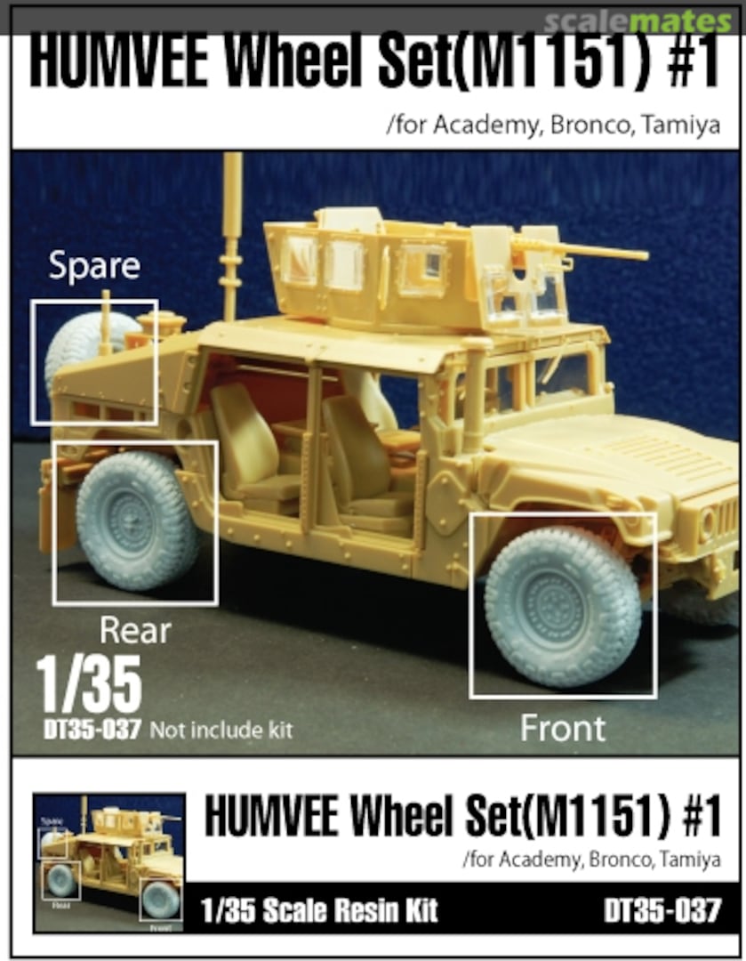 Boxart Humvee Wheel Set (M1151) #1 (for Academy/Bronco/Tamiya) DT35-037 Division Miniature