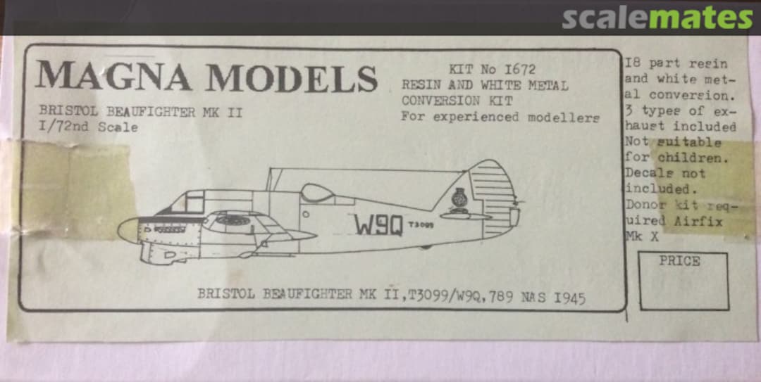 Boxart Bristol Beaufighter Mkll 1672 Magna Models