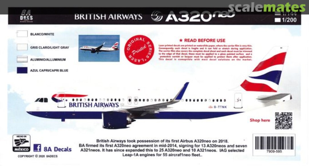 Boxart British Airways Airbus A320 NEO 7909-595 8aDecs