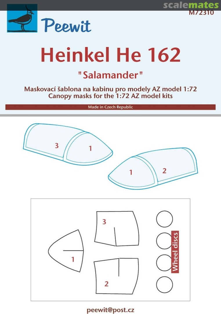 Boxart Canopy Mask: Heinkel He 162 - AZ Models - M72310 Peewit