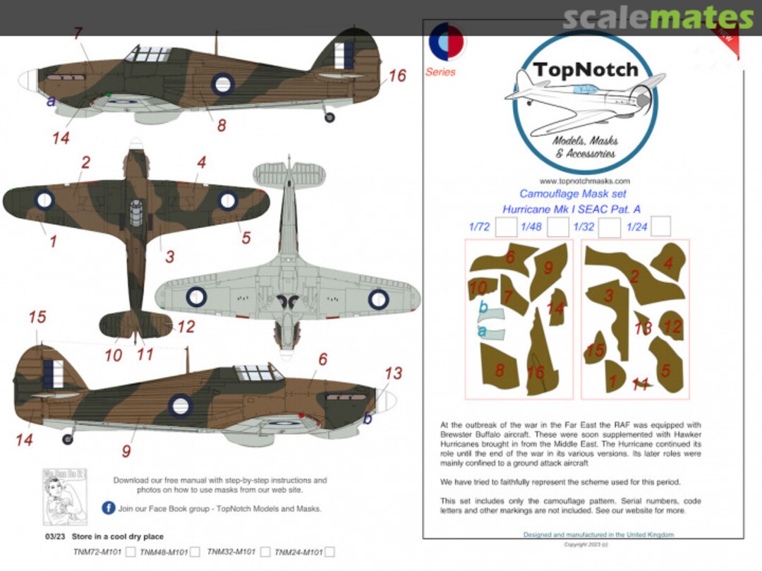 Boxart SEAC hawker Hurricane Mk.I Pattern A TNM24-M101 TopNotch