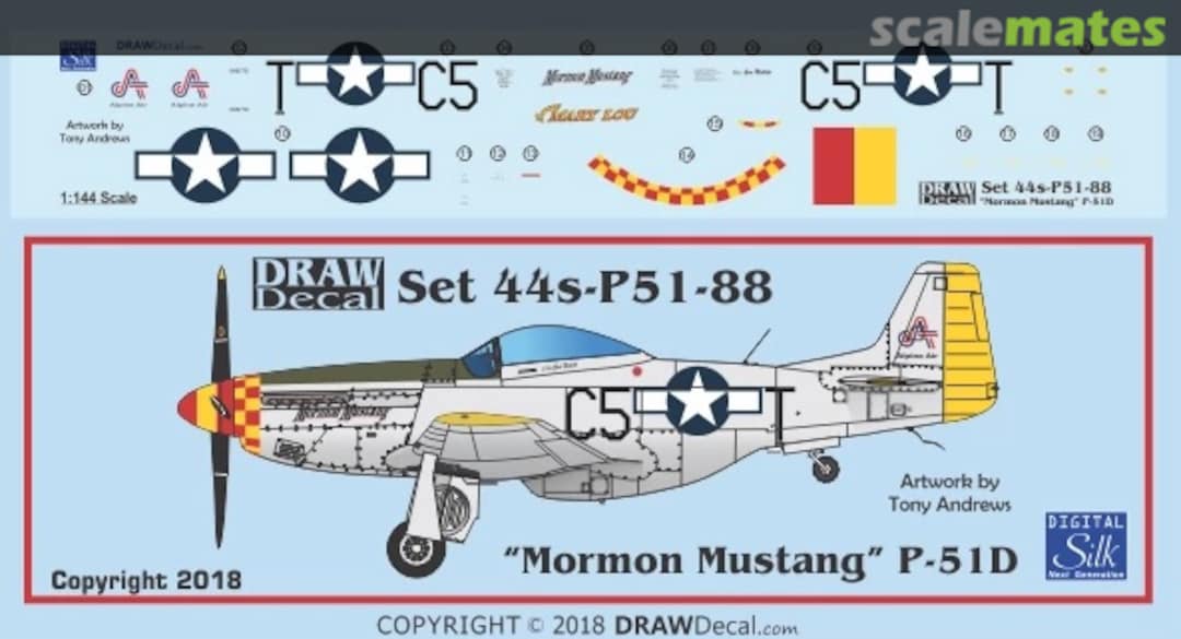 Boxart “Mormon Mustang” P-51D 44-P51-88 Draw Decal