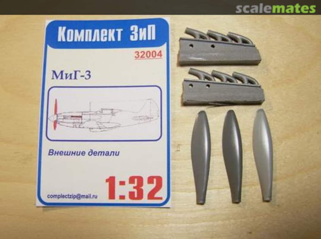 Boxart Mig-3, External parts (propeller blades, exhaust branch pipes) 32004 Komplekt Zip