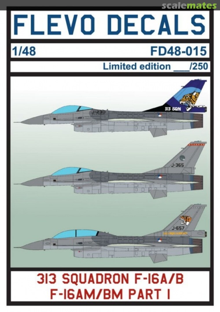 Boxart 313 Squadron F-16A/B, F-16AM/BM Part 1 48-015 Flevo Decals