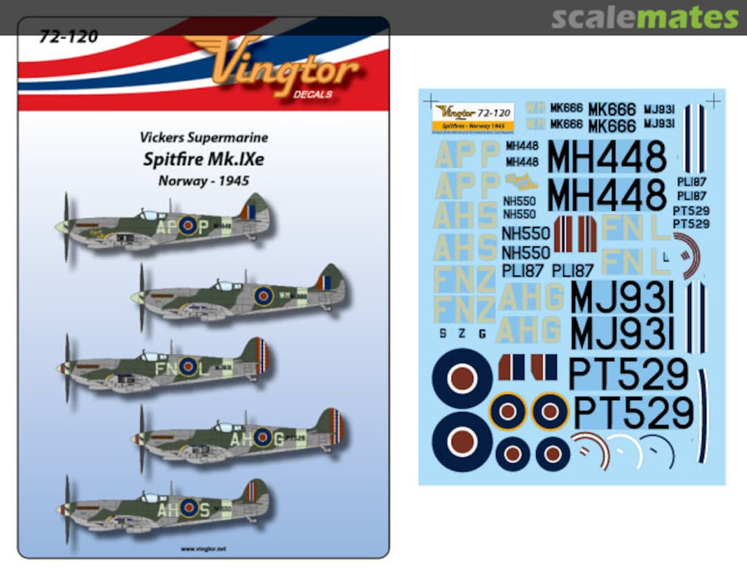 Boxart Spitfire Mk.IXe 72-120 Vingtor Decals