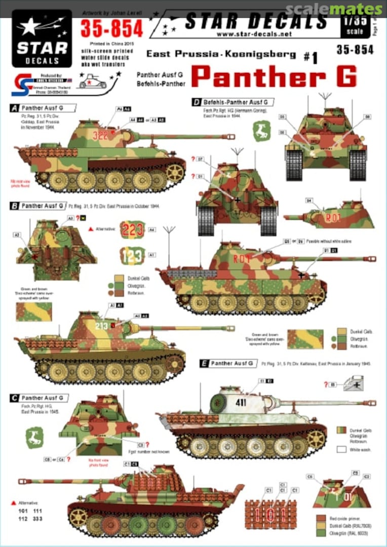 Boxart Panther Ausf G East Prussia-Koenigsburg 35-854 Star Decals