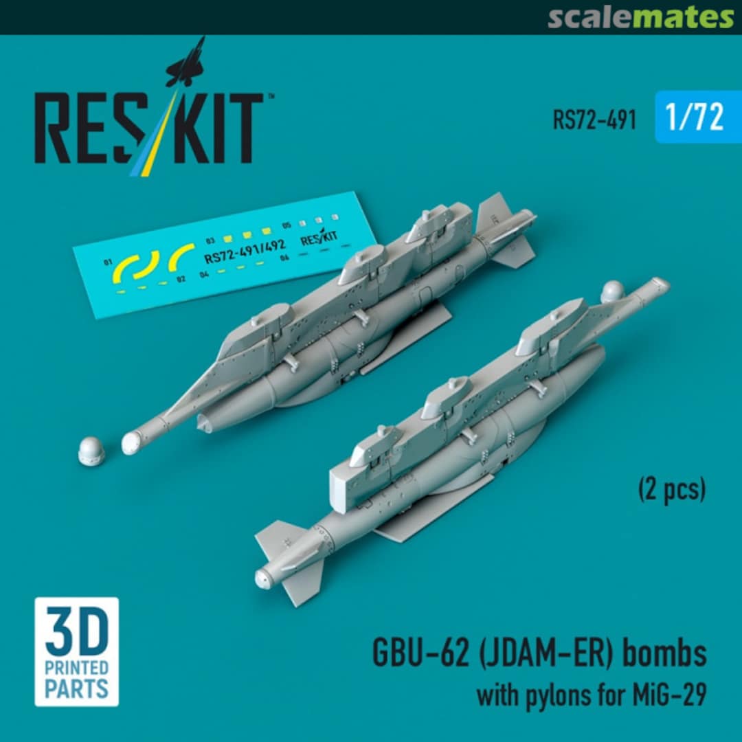 Boxart GBU-62 (JDAM-ER) bombs with pylons for MiG-29 "Fulcrum" RS72-0491 ResKit