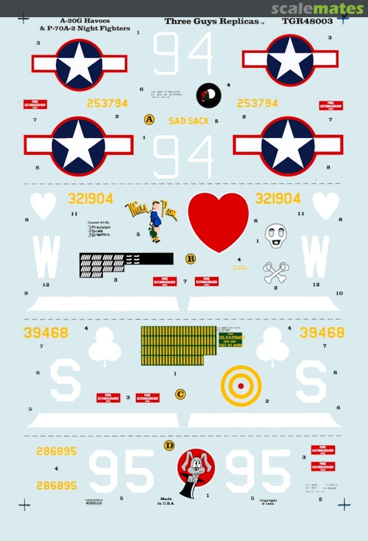 Boxart A-20G Havocs & P-70A-2 Night Fighters TGR48003 Three Guys Replicas