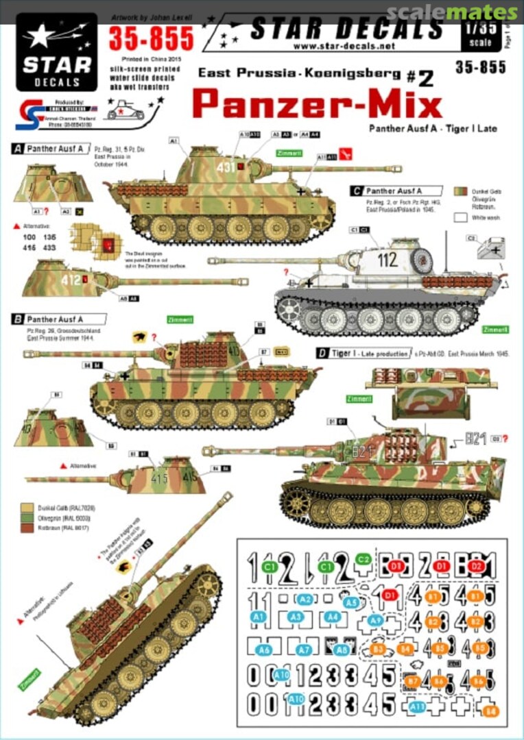 Boxart Panzer Mix #2 35-855 Star Decals