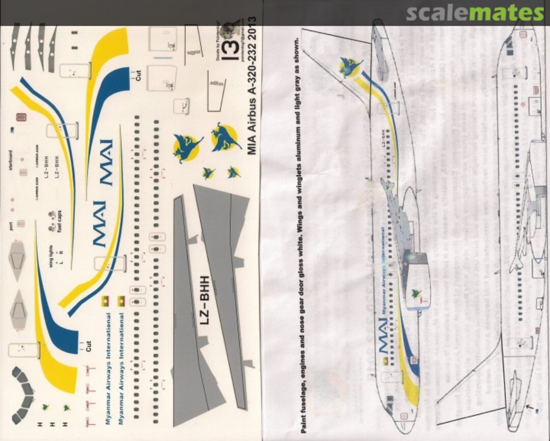 Boxart Airbus A320 Myanmar Airlines International A320_1 Pointerdog Decals