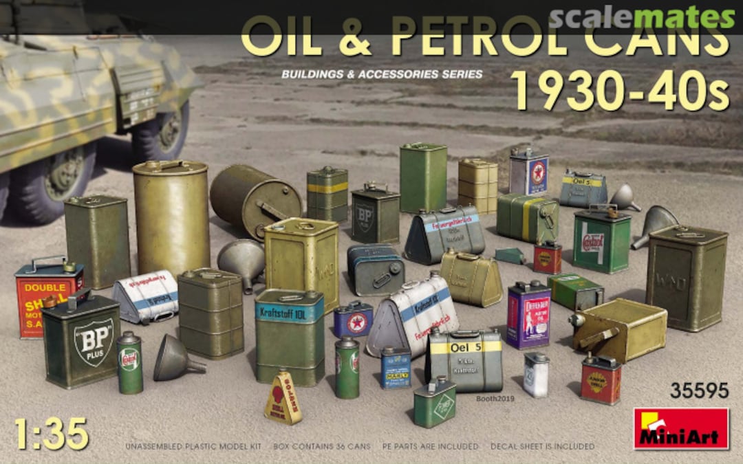 Boxart Oil & Petrol Cans 1930s-1940s 35595 MiniArt