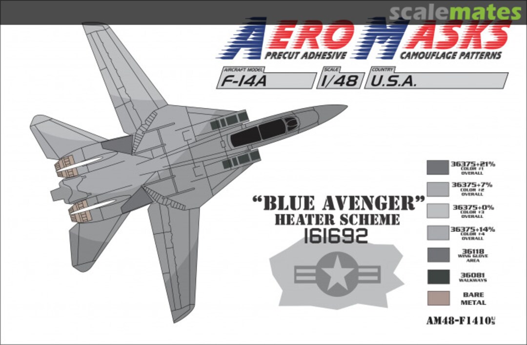 Boxart F-14A USA Blue Avenger Heater scheme AM48-F1410 AeroMasks