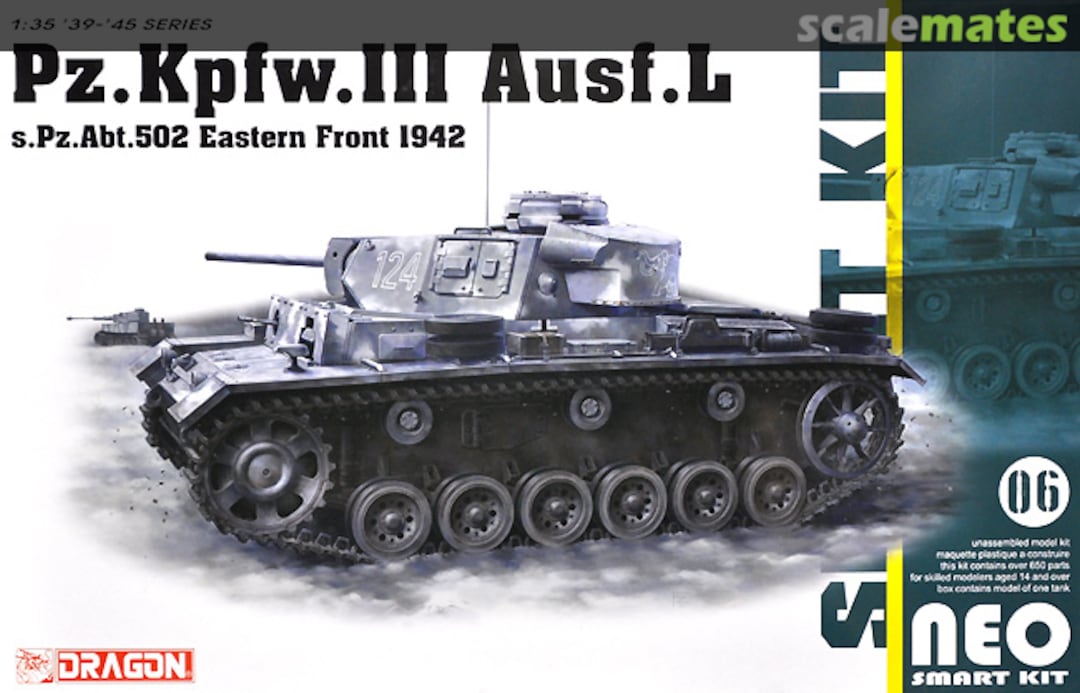 Boxart Pz.Kpfw.III Ausf.L s.Pz.Abt.502 Leningrad 1942 6957 Dragon