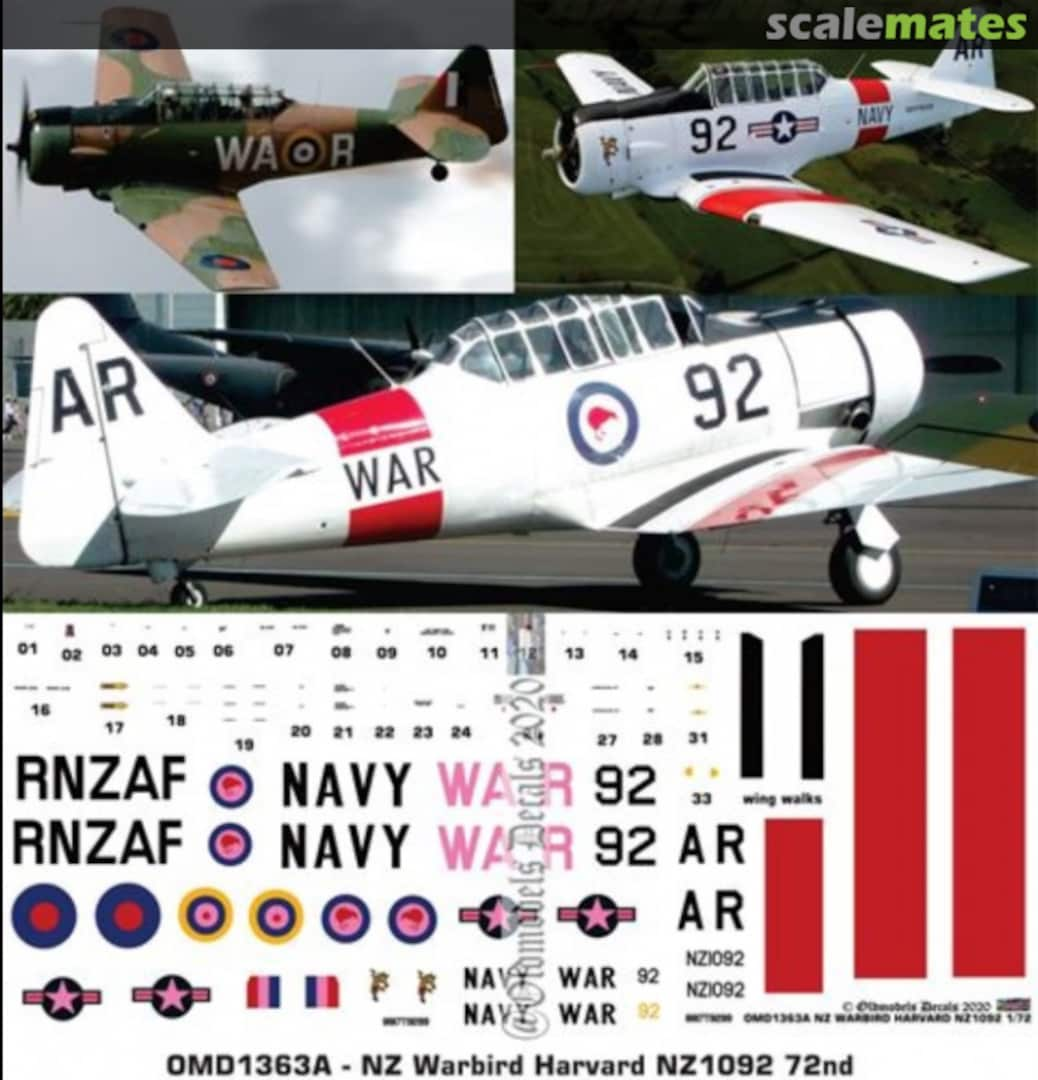 Boxart Warbird - Harvard NZ1092 OMD1363A Oldmodels Decals