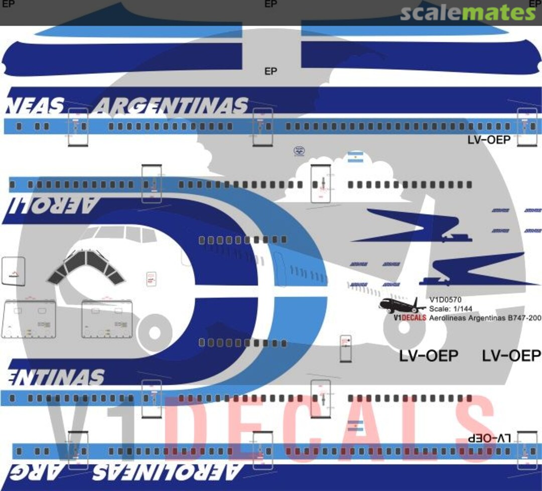 Boxart Aerolineas Argentinas Boeing 747-200 V1D0570-200 V1 Decals