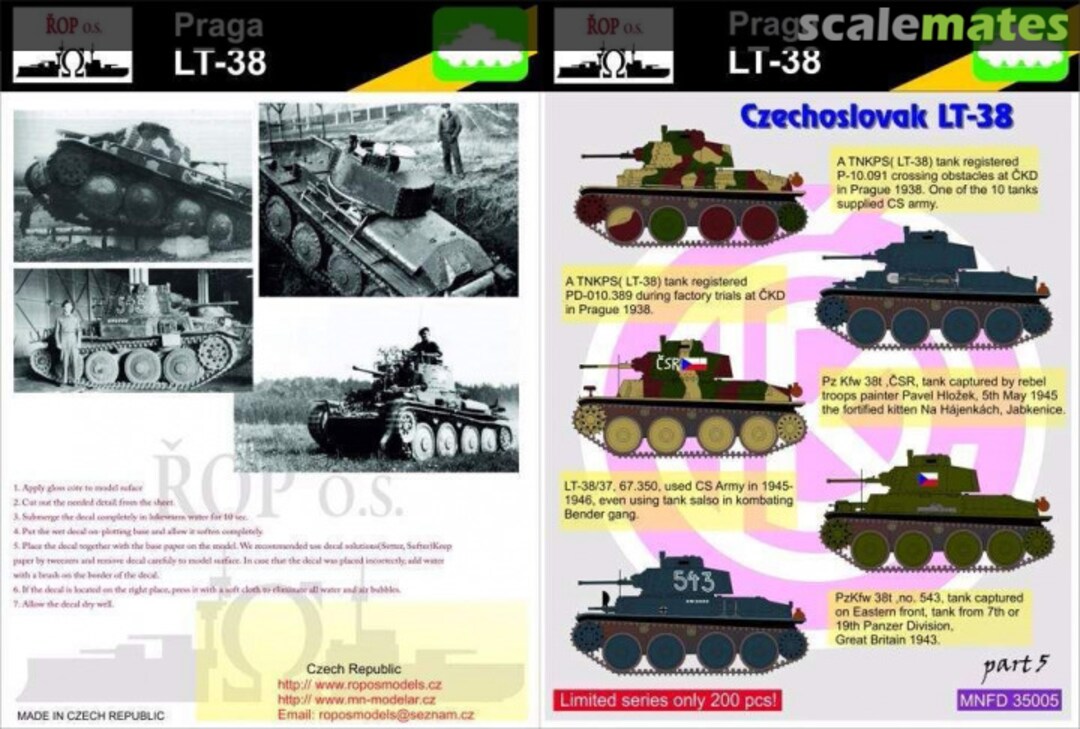 Boxart PRAGA LT-38 - CZECHOSLOVAK LT-38 MNFDT35005 ROP o.s.