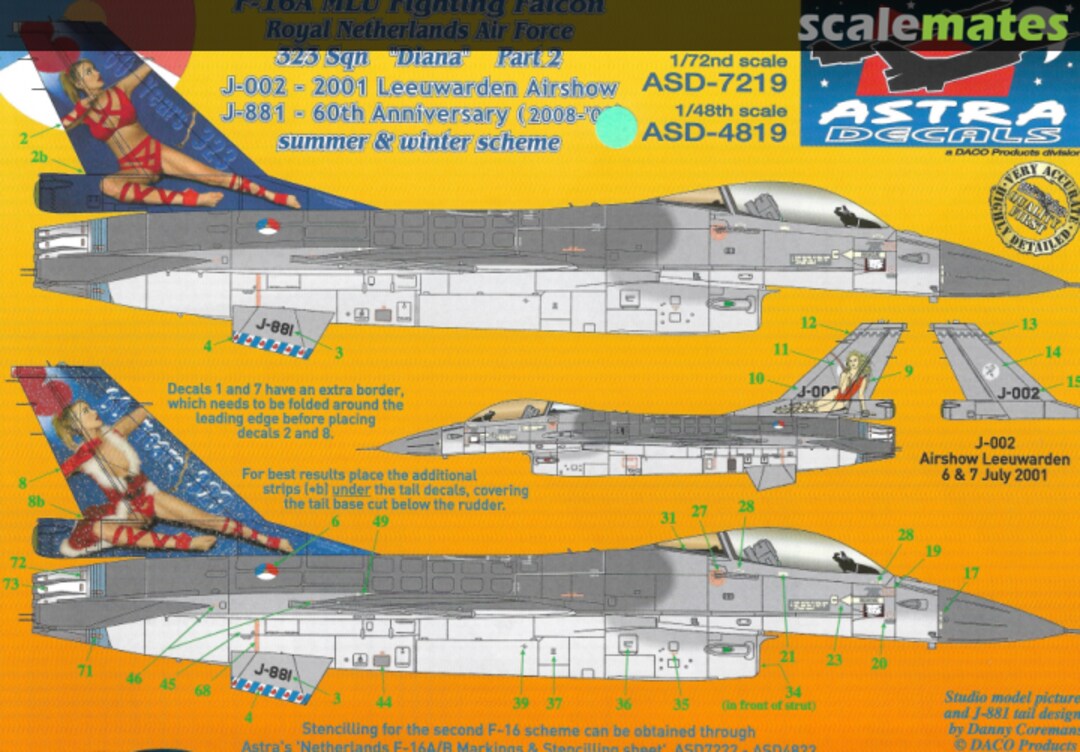 Boxart F-16A MLU Royal Netherlands Air Force ASD-4819 Astra Decals