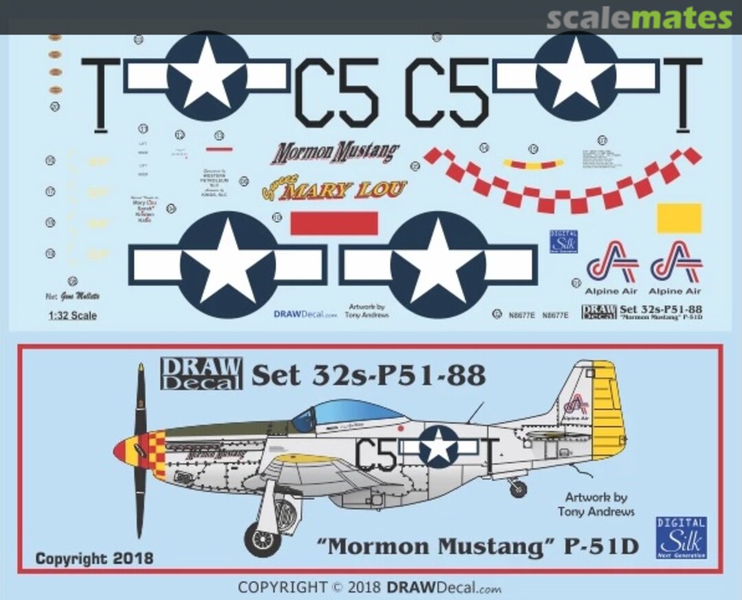 Boxart “Mormon Mustang” P-51D 32-P51-88 Draw Decal