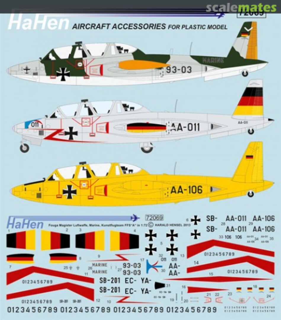 Boxart C.M. 170 R Fouga Magister 72069 HaHen