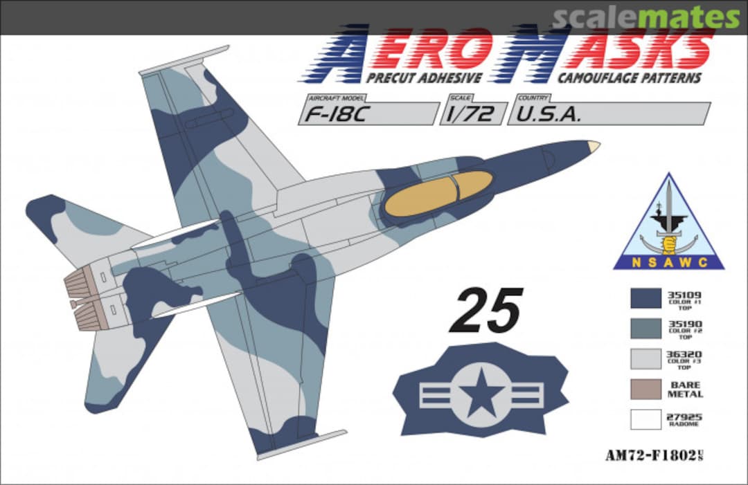 Boxart F-18C USA NSAWC 25Black AM72-F1802 AeroMasks